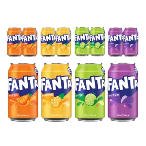 코카콜라음료 환타 350ml 4종 각3개 오렌지+파인애플+멜론+포도