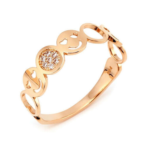 비앤비골드 14K 반지 심플 스마일 서클 화이트큐빅 반지 RSS22304