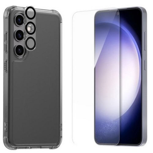 아라리 갤럭시S24 플러스 투명 범퍼 플렉실드 휴대폰 케이스+전면 강화유리+카메라 강화유리 세트_이미지