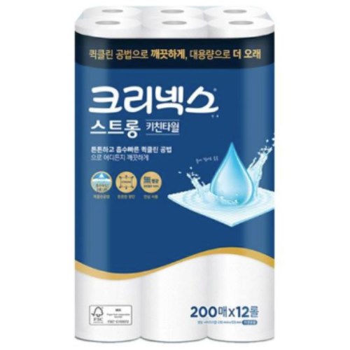 크리넥스 스트롱 키친타월 200매 (12입) (1팩(12입))_이미지