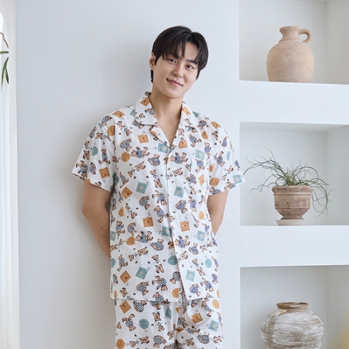 바풀 CA4N110-16 남성잠옷 순면 반팔 파자마 잠옷 상하