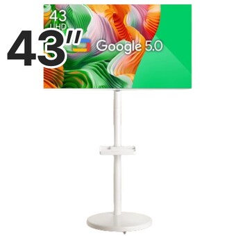 <b>더함</b> 치크 리얼 화이트 스마트 43 UHD 돌비 AI 구글 5.0 홈시네마 이동형 패키지