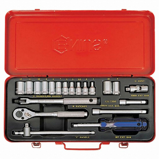 지니어스 1/4인치 핸드소켓 세트 GS-220M (20pcs)_이미지