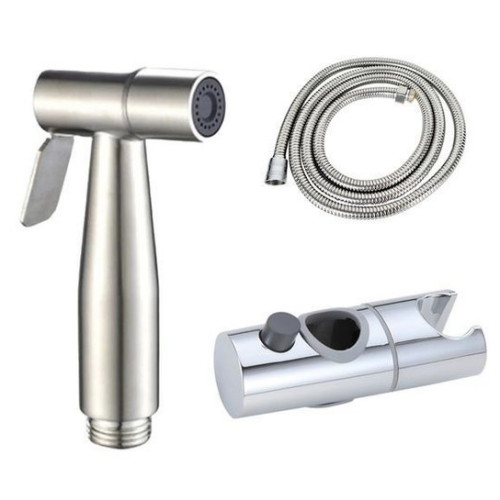 스텐 청소건 실버 + 황동 샤워호스 1.5m + 레버형거치대