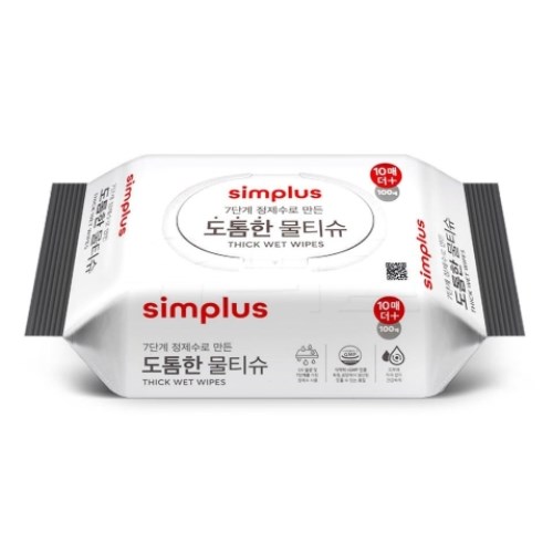 심플러스 도톰한 물티슈 캡형 110매 (10팩)_이미지