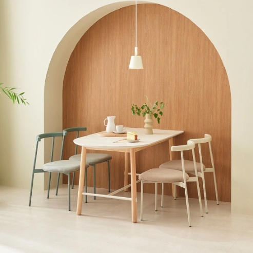 한샘  미나 내추럴 반타원 식탁 1400 (의자별도)