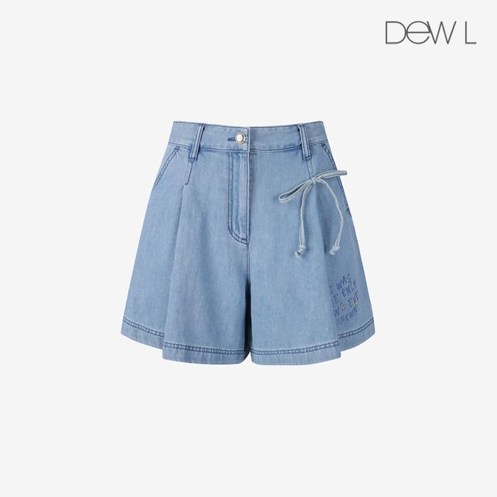 듀엘 보우 핀턱 데님 쇼츠 BL_D252PSA443_이미지