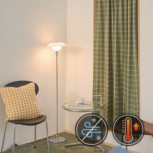 데코뷰 캔디 체크 기모 바람막이 현관커튼