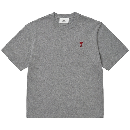 AMI 하트 로고 코튼 반팔 티셔츠 BFUTS005 726 (055, 그레이)