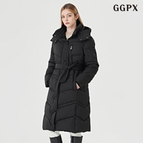GGPX 여성 벨티드 패딩 롱 점퍼 GODJJ033D_이미지