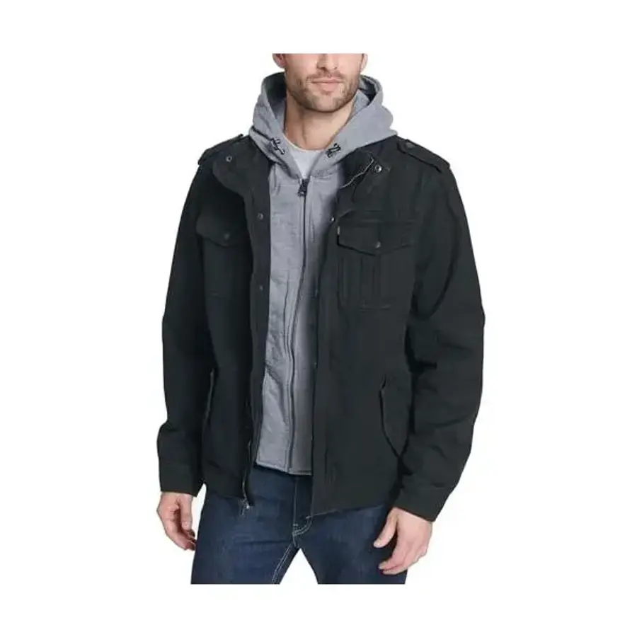 리바이스바디웨어 남성 워시드 코튼 후드 밀리터리 재킷 사이즈 2XL 블랙 5562134