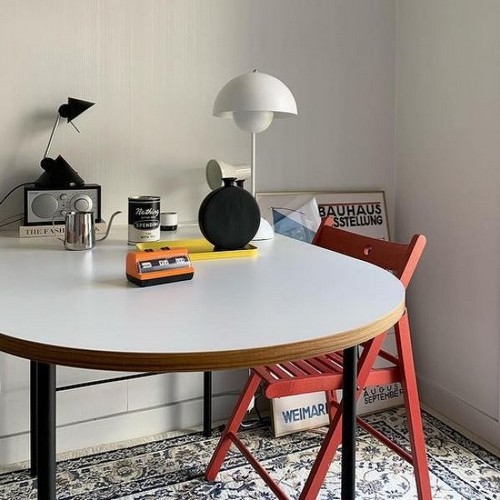 라룸 한샘몰 크렘므 HPM 반타원 식탁 1200