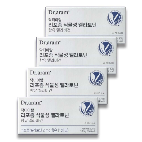아람 닥터아람 리포좀 식물성 멜라토닌 함유 멜라비건 450mg 30정 (4개)_이미지