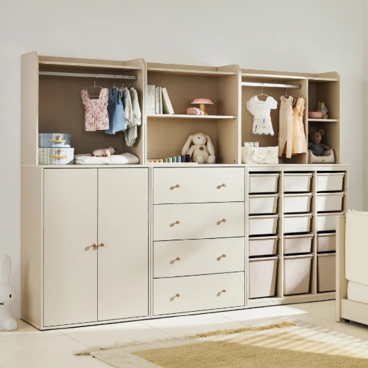 한샘 샘키즈 보나 프레임 옷장+높은상부장 세트 1600_이미지