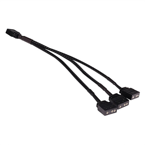 ALPHACOOL Y형 스플리터 ARGB 3pin to 3x3-pin 케이블 (0.15m, 블랙)_이미지