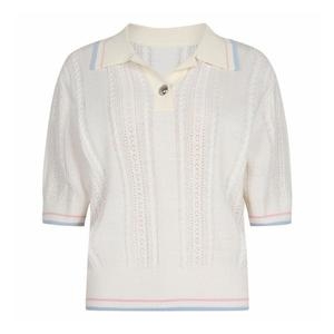 예쎄 라인 배색 카라 반팔 니트 YW07KP42C IV_아이보리 FREE