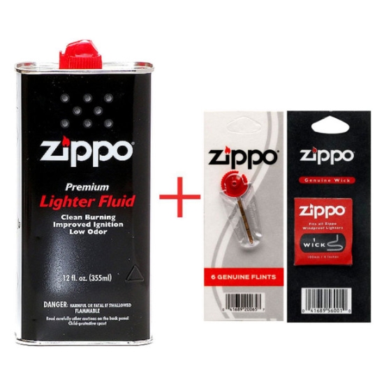 지포(ZIPPO) 라이터 오일 355ml+부싯돌(6개)+심지(10cm)_이미지