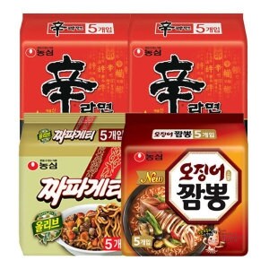 농심 <b>신라면</b>10개 + 짜파게티5개 +오징어짬뽕 5개