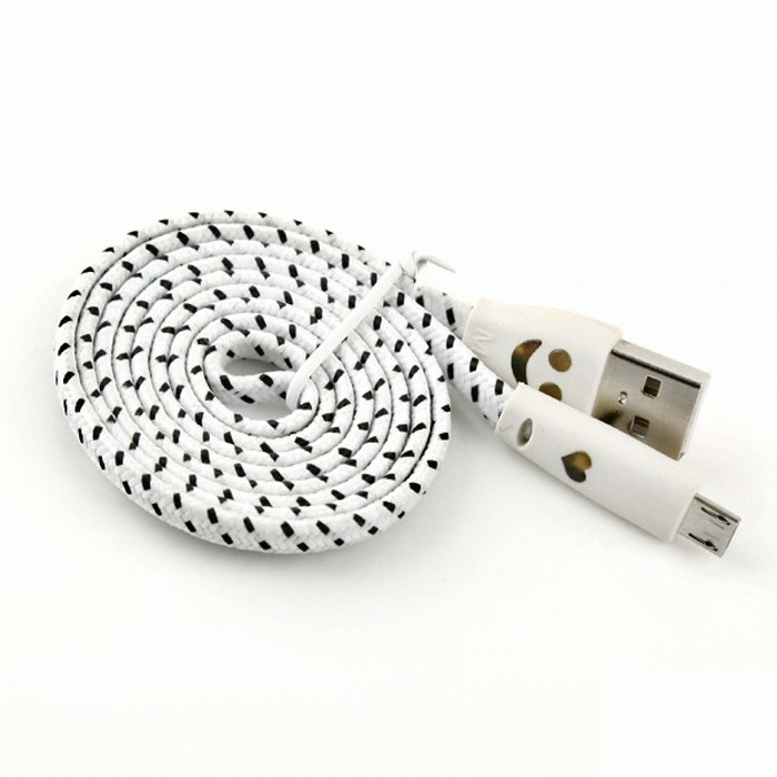 라이트컴 COMS USB to Micro USB 케이블 스네이크무늬 LED 화이트 (IT623, 1m)_이미지
