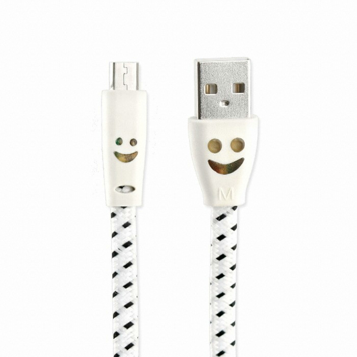 라이트컴 COMS USB to Micro USB 케이블 스네이크무늬 LED 화이트 (IT623, 1m)