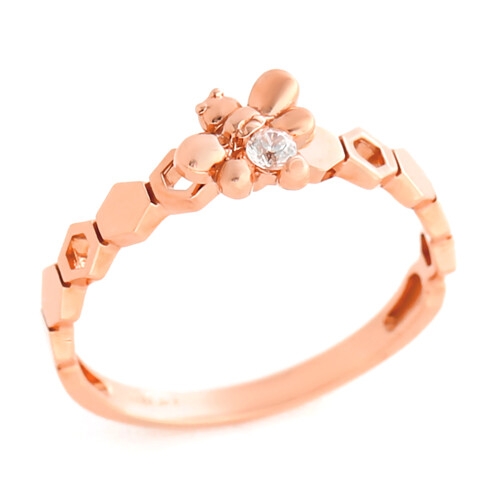 비앤비골드 14K 허니콤 꿀벌 큐빅 반지 SRS33815