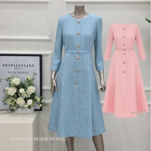 미니멈 패플 MD 트위드 7부소매 플레어 원피스 MD MZCGWO8890B_이미지