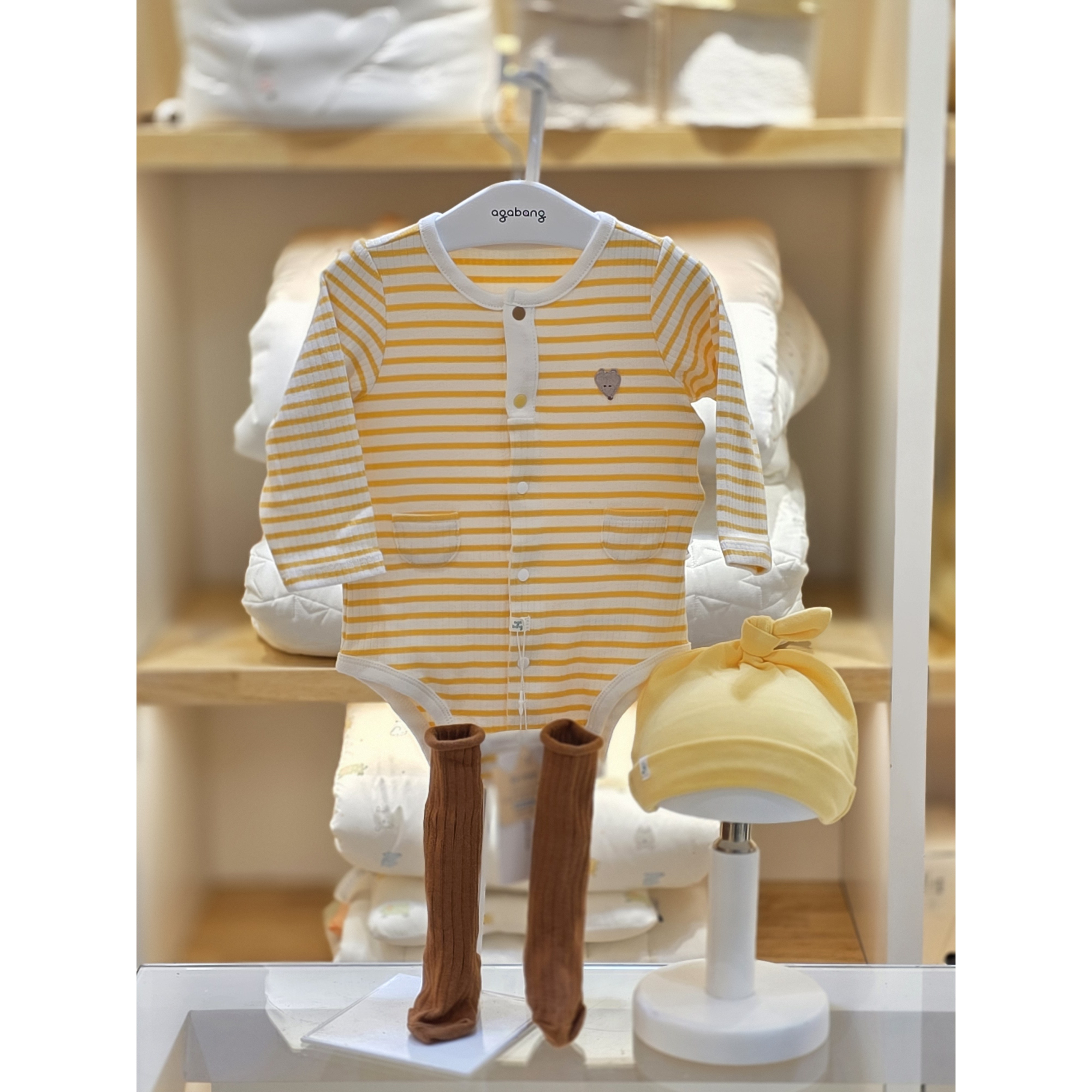 아가방 제키바디수트양말세트 모자 YELLOW 01T517520_이미지