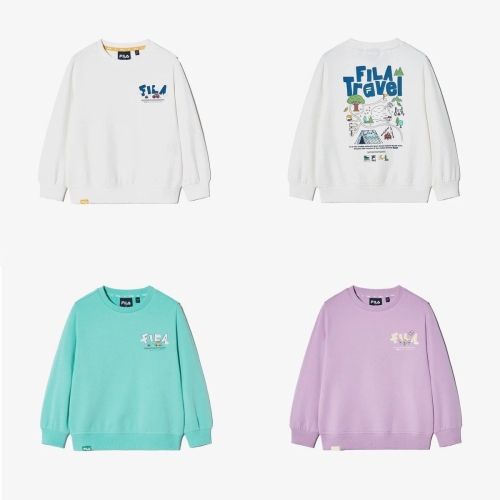 휠라 키즈 Travel club 캠핑 그래픽 맨투맨-FK2POH1401X_이미지