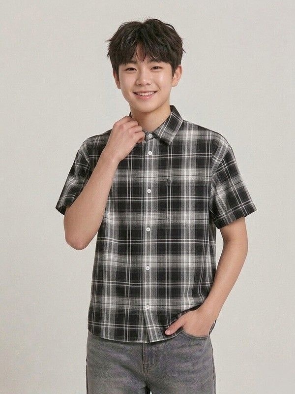 시어서커 반팔 체크 셔츠14570-020-404-68-100SC 796828
