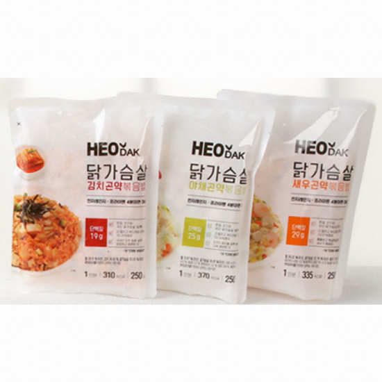 허닭 닭가슴살 곤약 볶음밥 250g(야채 x 8개+새우 x 8개+김치 x 8개) (1개)_이미지
