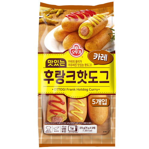 오뚜기 맛있는 후랑크핫도그 카레 5개입 375g (3개)_이미지