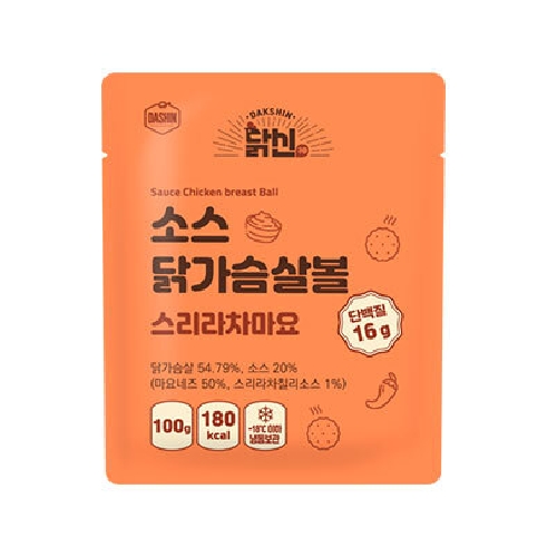 퍼니엠 다신샵 닭신 소스 닭가슴살볼 스리라차마요 100g (12개)_이미지