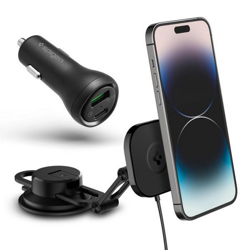슈피겐  2단 관절 맥세이프 차량용 무선충전거치대 ITS35W-3 + 시거잭 충전기