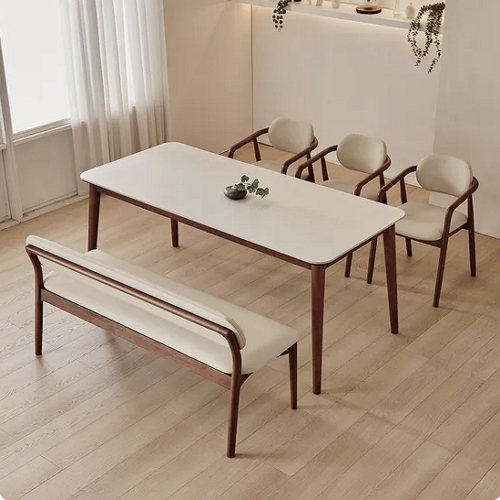 동서가구 로라 세라믹 원목 식탁 1800 (의자3개+벤치1개)_이미지