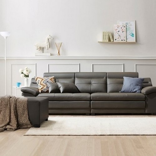 동서가구 루엘 라텍스탑 이태리 천연가죽 소파 4인용 (스툴포함)_이미지