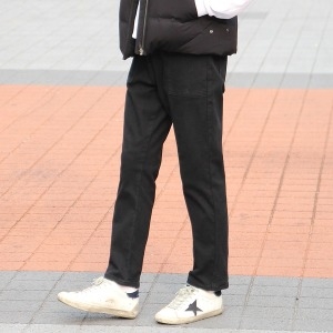 로이몽진 사각포켓 기모밴딩팬츠 겨울스판면바지 남성 일자핏 RTC12BK 블랙_이미지