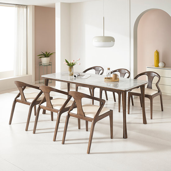 로드퍼니처 루브르 양면 세라믹 원목 식탁 1900 (의자6개)