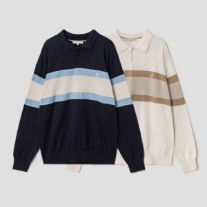 삼성물산 빈폴 멘 조직 블럭 칼라 니트 티셔츠 BC2251A12_이미지