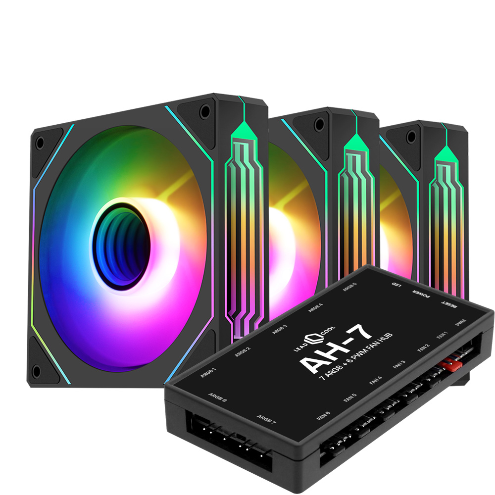 Segotep NR12 ARGB PWM 리버스 KIT (컨트롤러/3팩, 블랙)_이미지