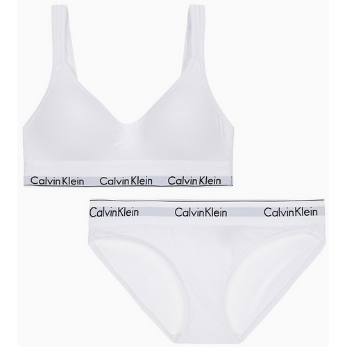캘빈클라인언더웨어 모던 코튼 스쿱백 브라렛 비키니팬티 QF5490-F3787AD-100
