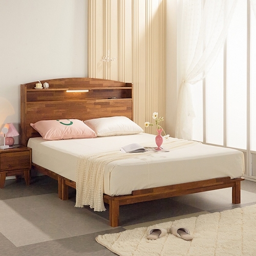 바하 멀바우원목 다리형 LED침대 SS