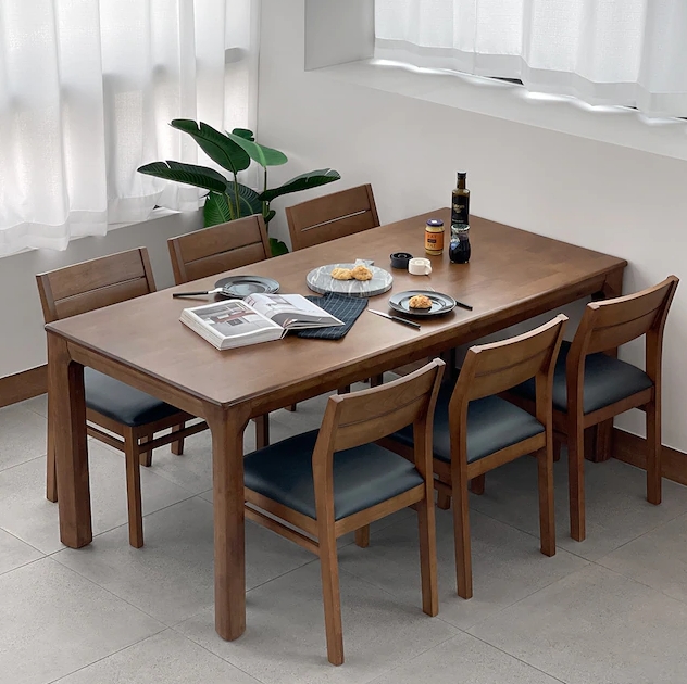 로포텐 키마 원목 식탁 1800 (의자6개)_이미지