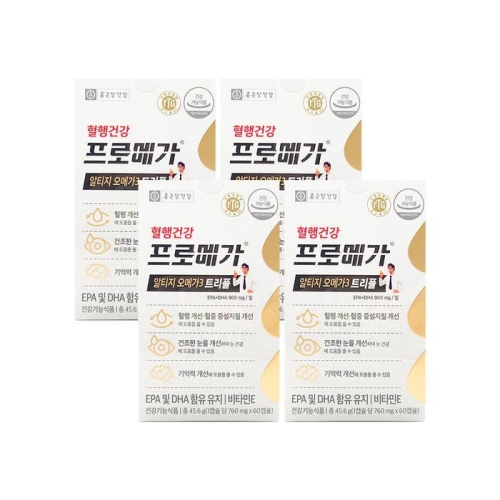 종근당건강 혈행건강 프로메가 알티지 오메가3 트리플 760mg 60캡슐 (4개)