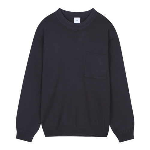 신원 지이크 라운드 카키그레이 짜임 니트 PFU8007