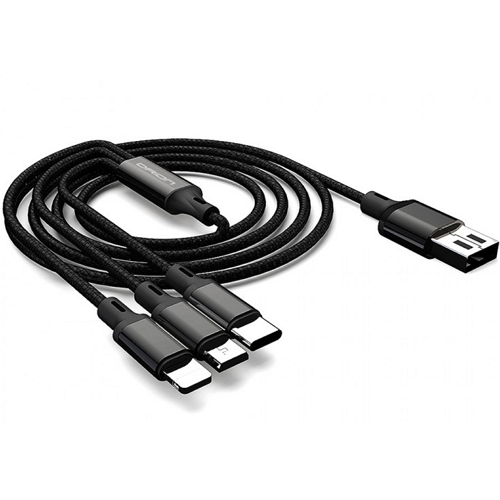 드리온 메탈 3in1 멀티 충전 케이블 DR-3in1-M150-B (1.5m)_이미지