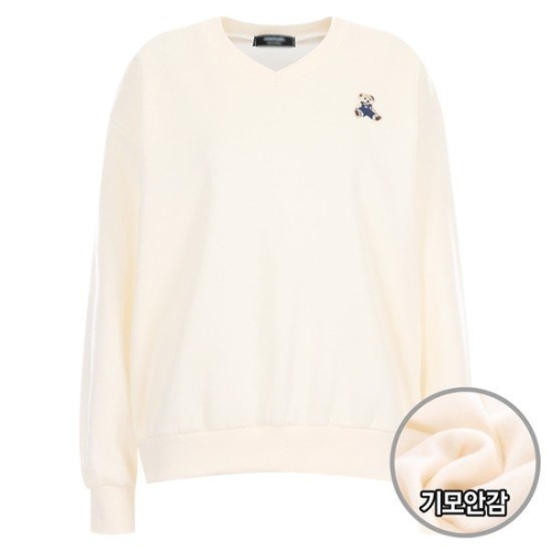 샵앤 FW 국산 V넥 멜빵곰 방한 기모 맨투맨 티셔츠 ODA-WSH-20134-블랙_이미지
