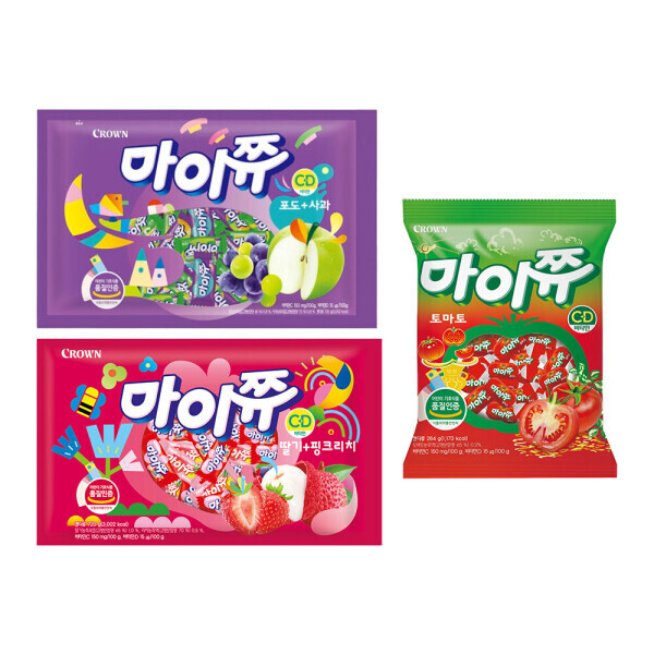 크라운제과 마이쮸 딸기리치 720g + 포도사과 720g + 토마토 284g (1개)_이미지