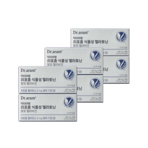 아람 닥터아람 리포좀 식물성 멜라토닌 함유 멜라비건 450mg 30정 (6개)