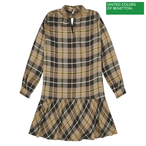 베네통 패플 Triangular hole check dress 2F_4QPGDV02L_이미지