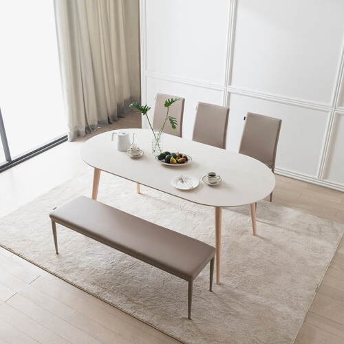 리바트 아르떼 레도바 라운드 세라믹 식탁 1800 (의자3개+벤치1개)_이미지